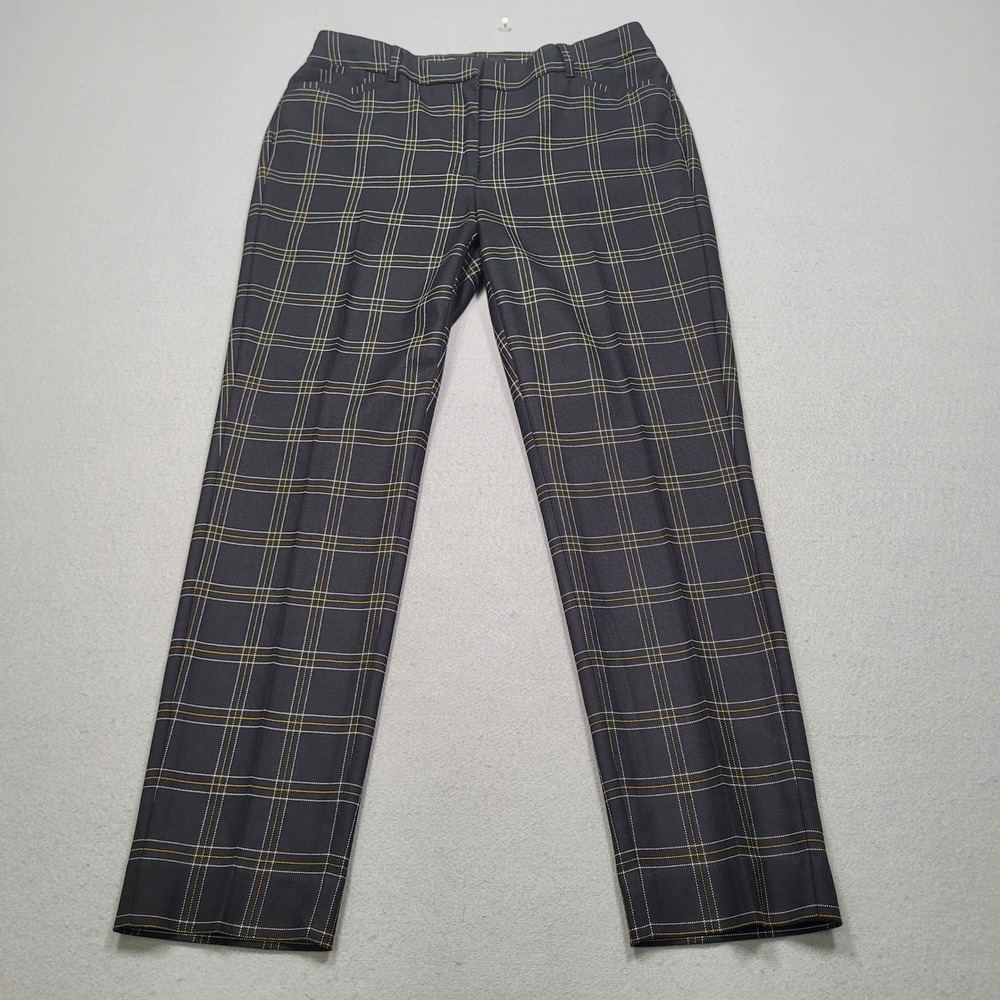 White House Black Market The Slim Ankle Plaid Pants Gray Yellow 4 570266715